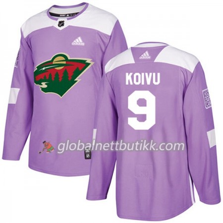 Minnesota Wild Hockeydrakt Mikko Koivu 9 2017-2018 Purple Fights Cancer Practice Adidas Authentic - Herre